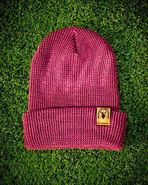 Waffle Knit Beanie - Pomegranate
