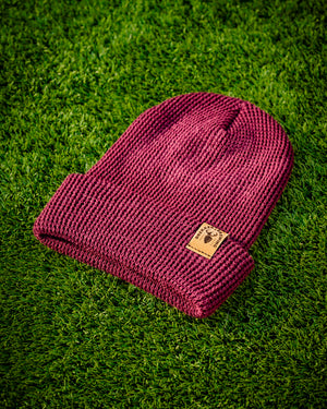 Waffle Knit Beanie - Pomegranate